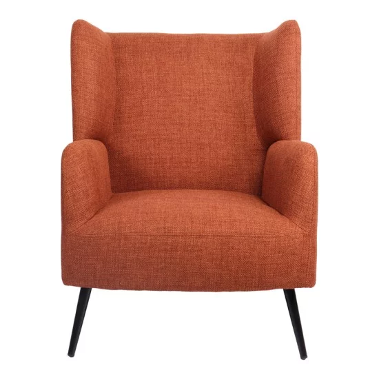 Πολυθρόνα Mareta  terracotta ύφασμα με πόδι σε μαύρη απόχρωση 83x80x99εκ