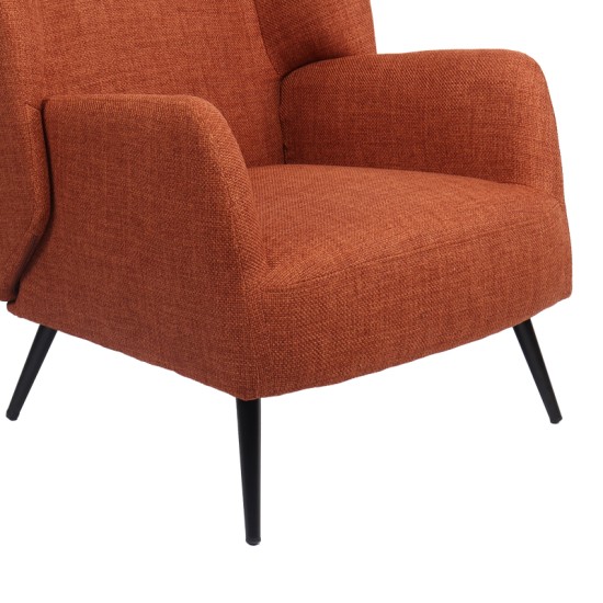 Πολυθρόνα Mareta  terracotta ύφασμα με πόδι σε μαύρη απόχρωση 83x80x99εκ