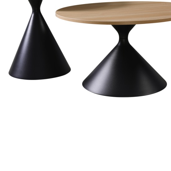 Τραπέζια σαλονιού Hemena  σετ 2τεμ σε μαύρη-φυσική απόχρωση