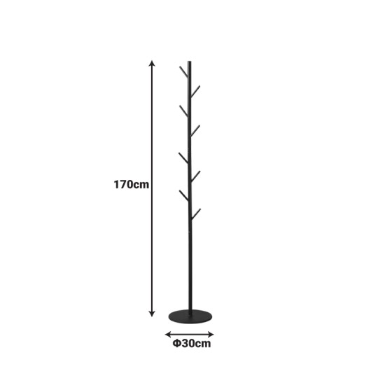 Καλόγερος Tebera  μέταλλο σε μαύρη απόχρωση Φ30x170εκ