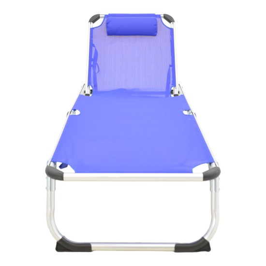 Ξαπλώστρα παραλίας Fevepe  βαρέως τύπου αλουμίνιο-textilene σε μπλε απόχρωση 58.5x185x29.5εκ