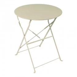 Τραπεζι Bistro  μεταλλικό αναδιπλούμενο σε μπεζ απόχρωση Φ60x71εκ