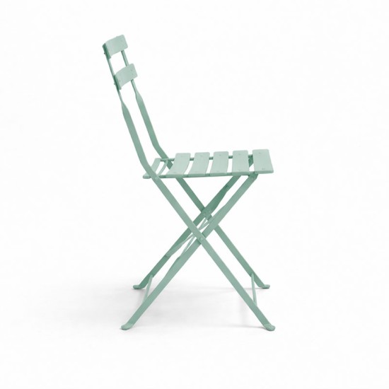 Καρέκλα Bistro  μεταλλική αναδιπλούμενη σε μέντα απόχρωση 42x46x82εκ