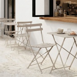 Καρέκλα Bistro  μεταλλική αναδιπλούμενη σε σαμπανί 42x46x82εκ