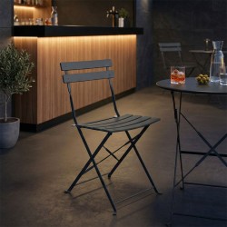 Καρέκλα Bistro  μεταλλική αναδιπλούμενη σε ανθρακί απόχρωση 42x46x82εκ