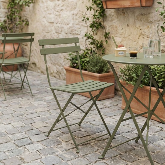 Καρέκλα Bistro  μεταλλική αναδιπλούμενη σε λαδί απόχρωση 42x46x82εκ