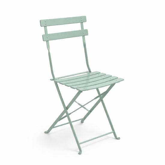 Τραπεζαρία Bistro  σετ 3τεμ μεταλλική αναδιπλούμενη σε μέντα απόχρωση Φ60x71εκ