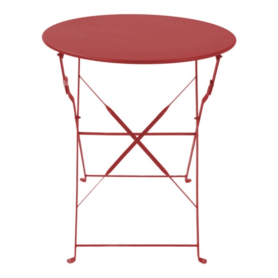 Τραπεζαρία Bistro  σετ 3τεμ μεταλλική αναδιπλούμενη σε terracotta απόχρωση Φ60x71εκ