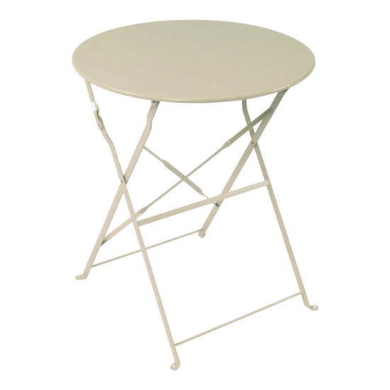 Τραπεζαρία Bistro  σετ 3τεμ μεταλλική αναδιπλούμενη σε μπεζ απόχρωση Φ60x71εκ