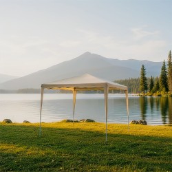 Κιόσκι Gazebo  μεταλλικός σκελετός - ύφασμα μπεζ 3x3m
