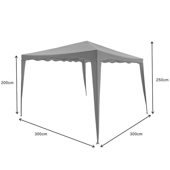 Κιόσκι Gazebo  μεταλλικός σκελετός - ύφασμα μπεζ 3x3m