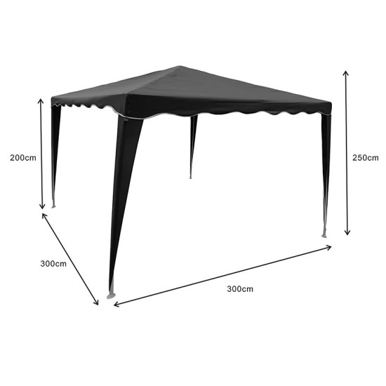 Κιόσκι Gazebo  μεταλλικός σκελετός - ύφασμα ανθρακί 3x3m
