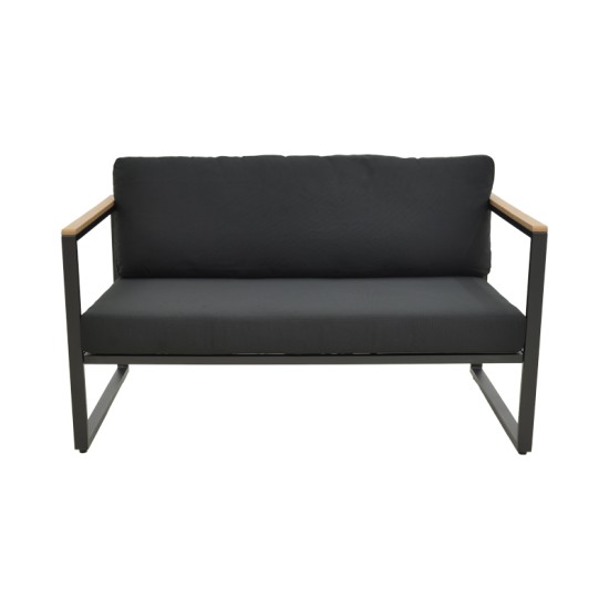 Καναπές διθέσιος Aurelio  μαύρο μέταλλο με μαύρα μαξιλάρια 130x74x63εκ