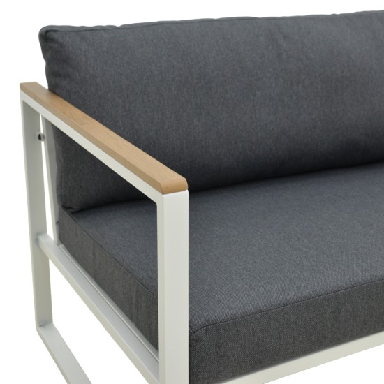 Καναπές διθέσιος Aurelio  μεταλλικός σε λευκή -μαξιλάρια σε ανθρακί απόχρωση 130x74x63εκ