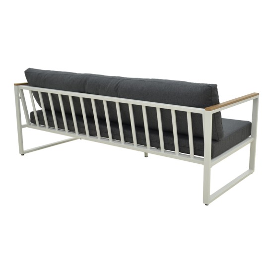 Καναπές τριθέσιος Aurelio  μεταλλικός σε λευκή -μαξιλάρια σε ανθρακί απόχρωση 192x74x63εκ