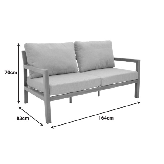 Σαλόνι κήπου Andasio  σετ 4τεμ αλουμίνιο κ σχοινί σε φυσική- μαξιλάρια σε γκρι απόχρωση