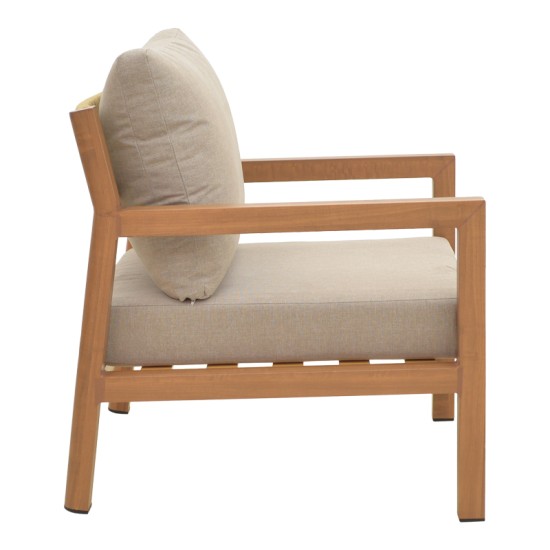 Σαλόνι κήπου Andasio  σετ 4τεμ αλουμίνιο κ σχοινί σε φυσική- μαξιλάρια σε γκρι απόχρωση