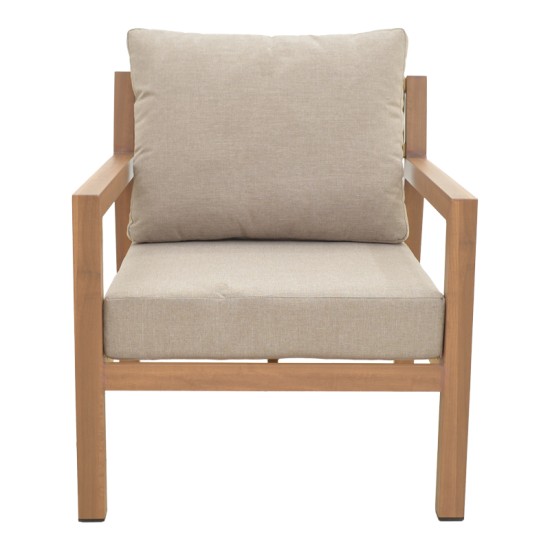 Σαλόνι κήπου Andasio  σετ 4τεμ αλουμίνιο κ σχοινί σε φυσική- μαξιλάρια σε γκρι απόχρωση