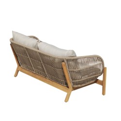 Καναπές 2θέσιος Verilan  μασίφ ξύλο ακακίας-ύφασμα σε φυσική-μπεζ απόχρωση 163x77x70εκ