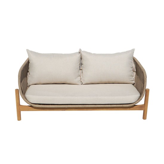 Καναπές 2θέσιος Verilan  μασίφ ξύλο ακακίας-ύφασμα σε φυσική-μπεζ απόχρωση 163x77x70εκ