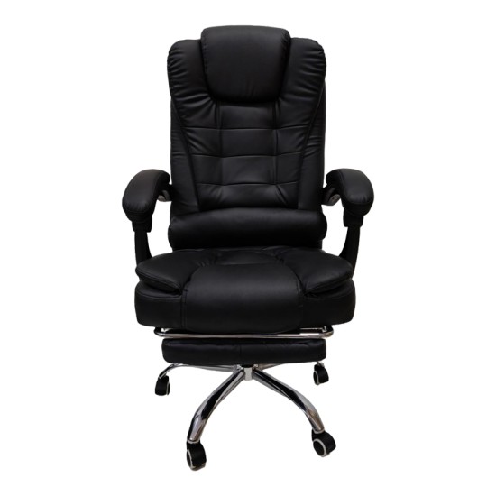 Καρέκλα γραφείου διευθυντή με υποπόδιο Worko  pu σε μαύρη απόχρωση 66x62x113-121εκ