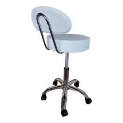 Σκαμπό γραφείου-εργασίας τροχήλατο με πλάτη Tebere  pu σε λευκή απόχρωση Φ35x66-80εκ