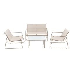 Σαλόνι εξωτερικού χώρου Veranda textilene-μέταλλο σε cappuccino απόχρωση