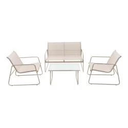 Σαλόνι εξωτερικού χώρου Veranda textilene-μέταλλο σε cappuccino απόχρωση