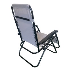 Πολυθρόνα relax πτυσσόμενη Mirka  γκρι textilene με μαύρο μέταλλο 65x165x110εκ