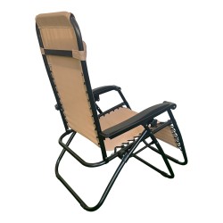 Πολυθρόνα relax πτυσσόμενη Mirka  μόκα textilene με μαύρο μέταλλο 65x165x110εκ