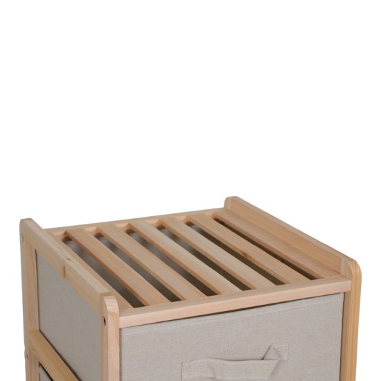 Συρταριέρα Wolen  ξύλο ελάτου-ύφασμα σε φυσική-μπεζ απόχρωση 34.5x36.5x67εκ