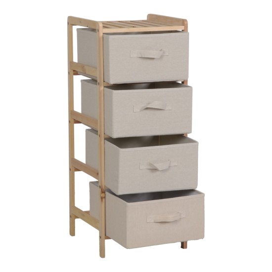 Συρταριέρα Wolen  ξύλο ελάτου-ύφασμα σε φυσική-μπεζ απόχρωση 34.5x36.5x86εκ