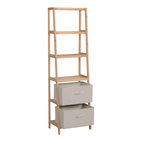 Ραφιέρα δαπέδου με συρτάρια Wolen  ξύλο ελάτου-ύφασμα σε φυσική-μπεζ απόχρωση 42x27.5x139εκ