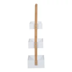 Ραφιέρα δαπέδου Arvy  μπαμπού σε λευκή-φυσική απόχρωση 32x20x75.5εκ