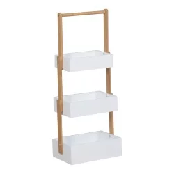 Ραφιέρα δαπέδου Arvy  μπαμπού σε λευκή-φυσική απόχρωση 32x20x75.5εκ