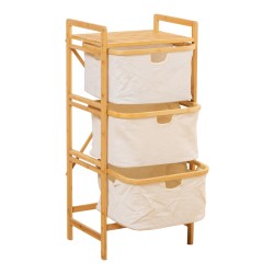 Ραφιέρα δαπέδου Hanev  μπαμπού-ύφασμα σε φυσική-μπεζ απόχρωση 44x33x96εκ