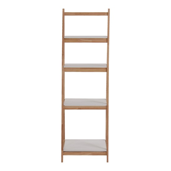 Ραφιέρα δαπέδου Benwen  πτυσσόμενη rubberwood-mdf σε λευκή-φυσική απόχρωση 42x34.5x140εκ