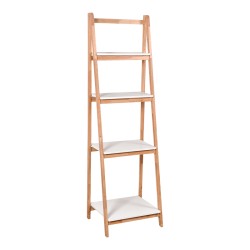 Ραφιέρα δαπέδου Benwen  πτυσσόμενη rubberwood-mdf σε λευκή-φυσική απόχρωση 42x34.5x140εκ