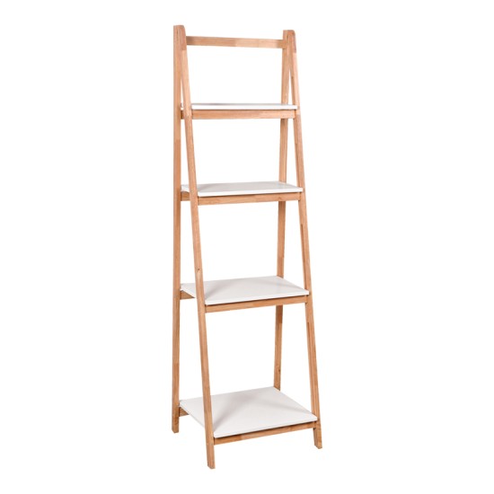 Ραφιέρα δαπέδου Benwen  πτυσσόμενη rubberwood-mdf σε λευκή-φυσική απόχρωση 42x34.5x140εκ