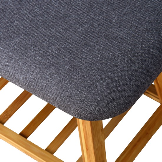 Παπουτσοθήκη-Σκαμπό Zerma  4 ζευγών μπαμπού-ύφασμα σε φυσική-γκρι απόχρωση 100x30.5x44εκ