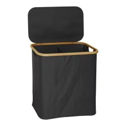 Καλάθι απλύτων Lodge  μπαμπού-ύφασμα σε γκρι απόχρωση 54x33x60εκ