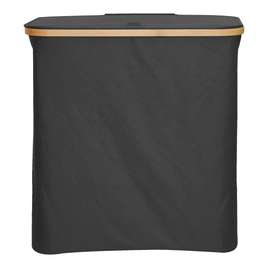 Καλάθι απλύτων Lodge  μπαμπού-ύφασμα σε γκρι απόχρωση 54x33x60εκ