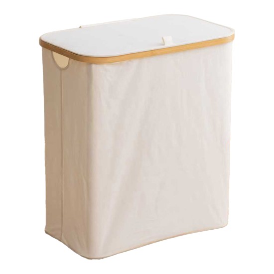 Καλάθι απλύτων Lodge  μπαμπού-ύφασμα σε μπεζ απόχρωση 54x33x60εκ