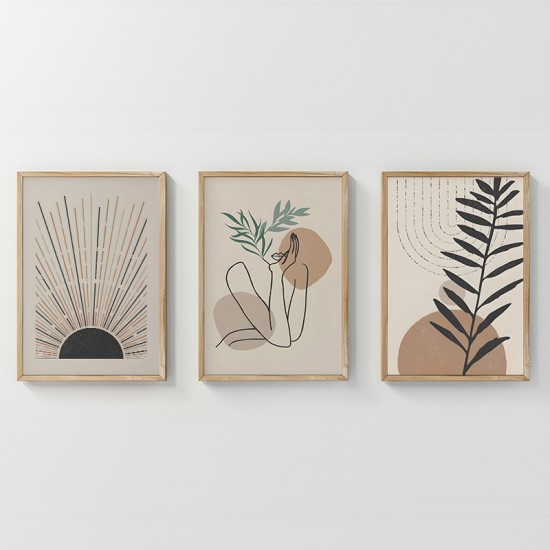 Πίνακας Gonma  τρίπτυχος με ψηφιακή εκτύπωση και πλαίσιο 33x1.5x48εκ