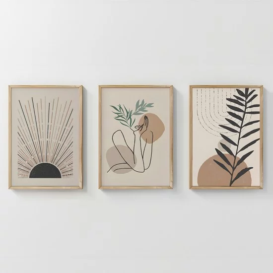 Πίνακας Gonma  τρίπτυχος με ψηφιακή εκτύπωση και πλαίσιο 33x1.5x48εκ