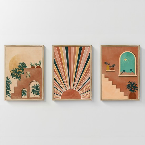 Πίνακας Quesin   τρίπτυχος με ψηφιακή εκτύπωση και πλαίσιο 33x1.5x48εκ