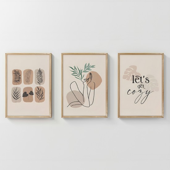 Πίνακας Xinbia  τρίπτυχος με ψηφιακή εκτύπωση και πλαίσιο 33x1.5x48εκ