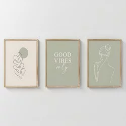 Πίνακας Veyra  τρίπτυχος με ψηφιακή εκτύπωση και πλαίσιο 33x1.5x48εκ