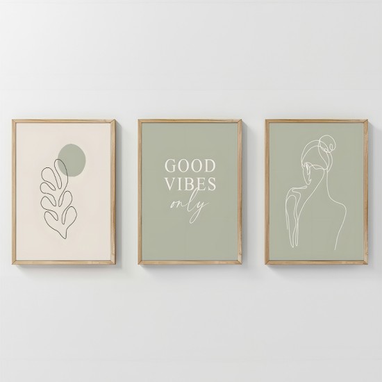 Πίνακας Veyra  τρίπτυχος με ψηφιακή εκτύπωση και πλαίσιο 33x1.5x48εκ