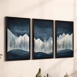 Πίνακας Wavy  τρίπτυχος με ψηφιακή εκτύπωση και πλαίσιο 33x0.3x48εκ